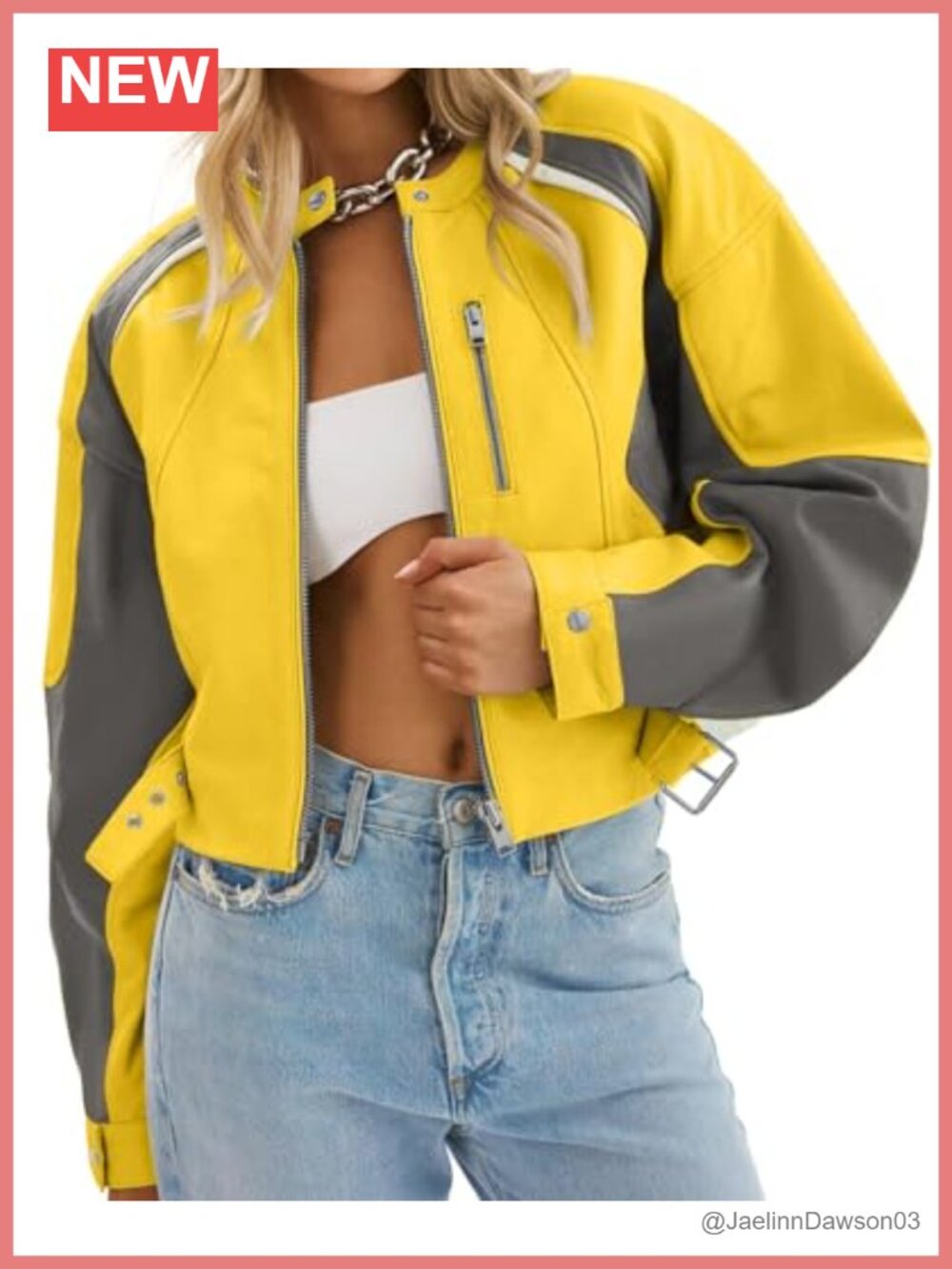 Faux Leather Cropped Bomber Jacket Collarless Zipper Fall Moto Biker Coat